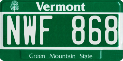 VT license plate NWF868