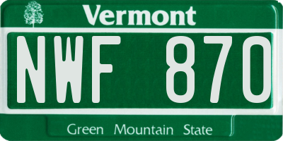 VT license plate NWF870