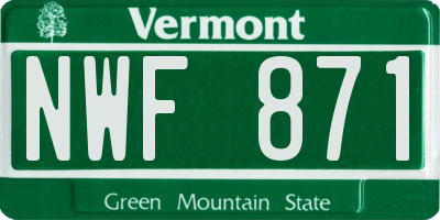 VT license plate NWF871