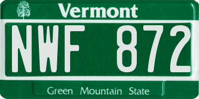 VT license plate NWF872