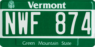 VT license plate NWF874