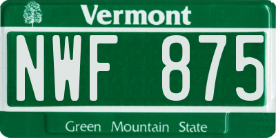 VT license plate NWF875