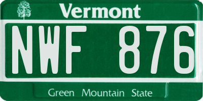 VT license plate NWF876