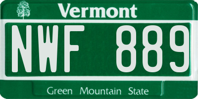 VT license plate NWF889