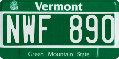 VT license plate NWF890