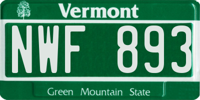VT license plate NWF893