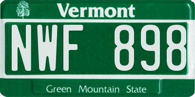 VT license plate NWF898