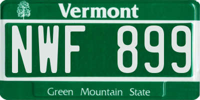 VT license plate NWF899
