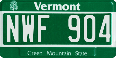 VT license plate NWF904