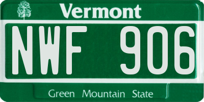 VT license plate NWF906