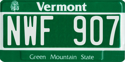 VT license plate NWF907