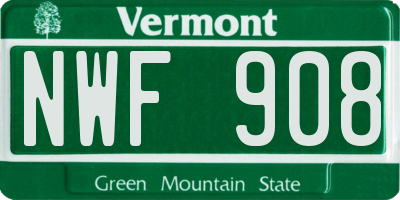 VT license plate NWF908