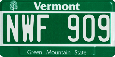 VT license plate NWF909