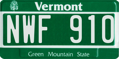 VT license plate NWF910