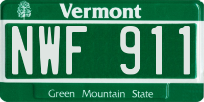 VT license plate NWF911