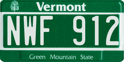 VT license plate NWF912