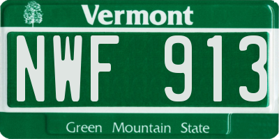 VT license plate NWF913