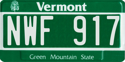 VT license plate NWF917