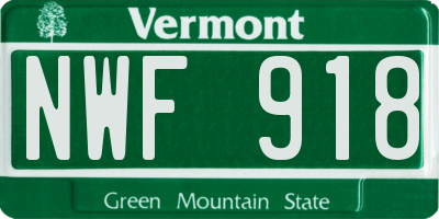 VT license plate NWF918