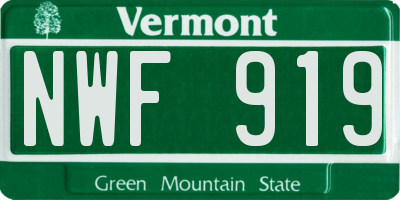 VT license plate NWF919