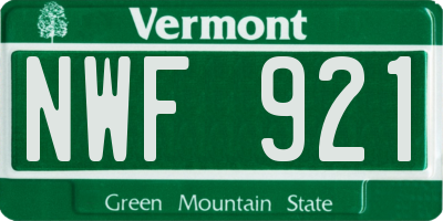 VT license plate NWF921