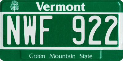 VT license plate NWF922