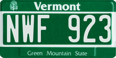 VT license plate NWF923