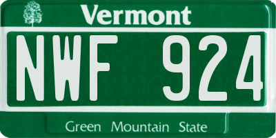 VT license plate NWF924