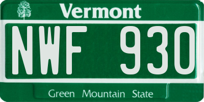 VT license plate NWF930