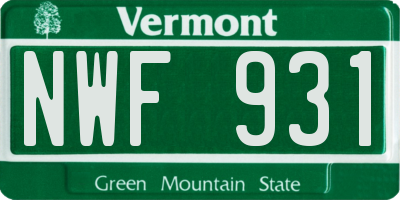 VT license plate NWF931
