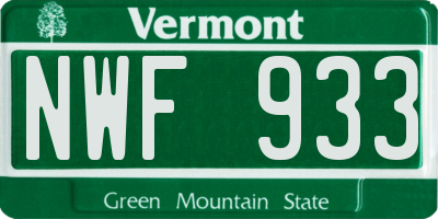 VT license plate NWF933
