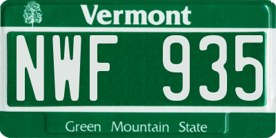 VT license plate NWF935
