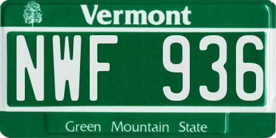 VT license plate NWF936