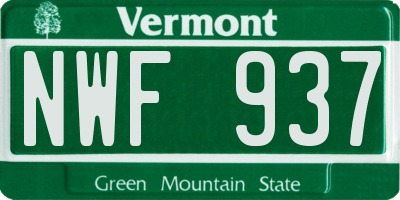 VT license plate NWF937