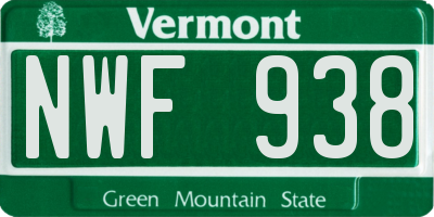 VT license plate NWF938