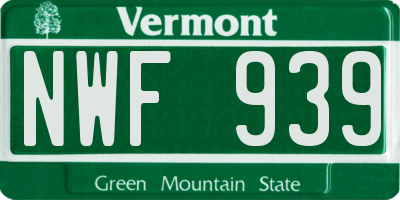 VT license plate NWF939