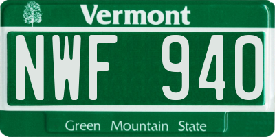 VT license plate NWF940