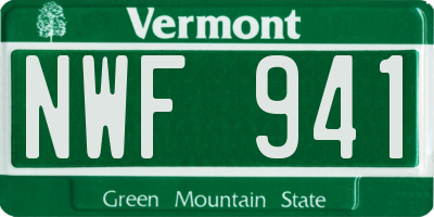 VT license plate NWF941