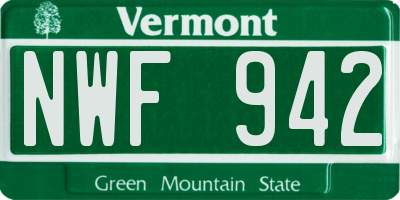 VT license plate NWF942