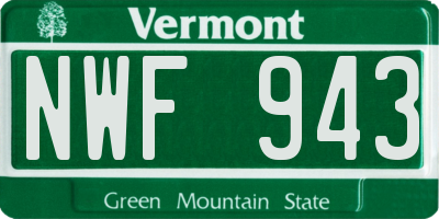 VT license plate NWF943