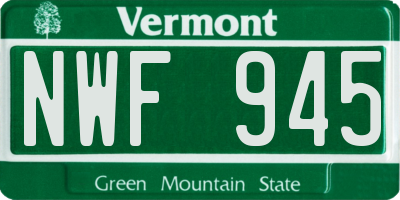 VT license plate NWF945