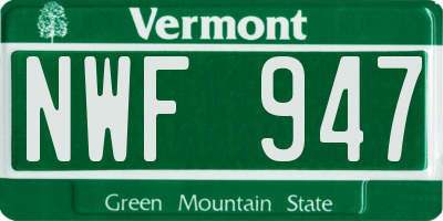 VT license plate NWF947