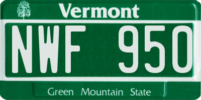 VT license plate NWF950