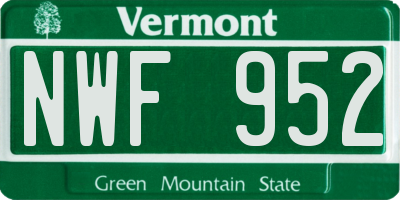 VT license plate NWF952