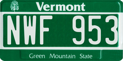 VT license plate NWF953