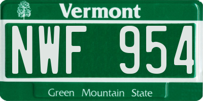 VT license plate NWF954