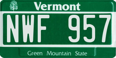VT license plate NWF957
