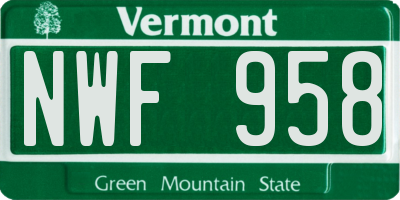 VT license plate NWF958