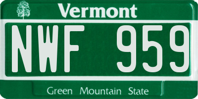 VT license plate NWF959