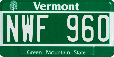 VT license plate NWF960